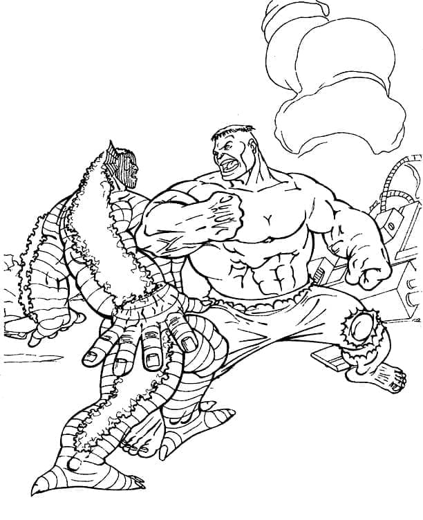 Desenho de Hulk Lutando para Colorir