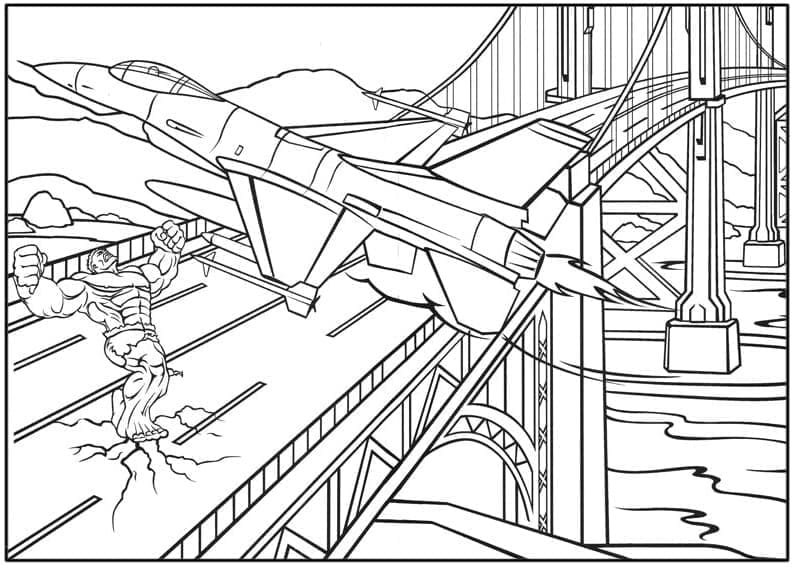 Desenho de Hulk na Ponte para Colorir