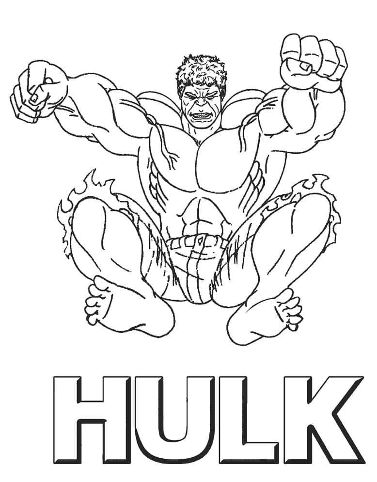 Desenho de Hulk Pulando para Colorir