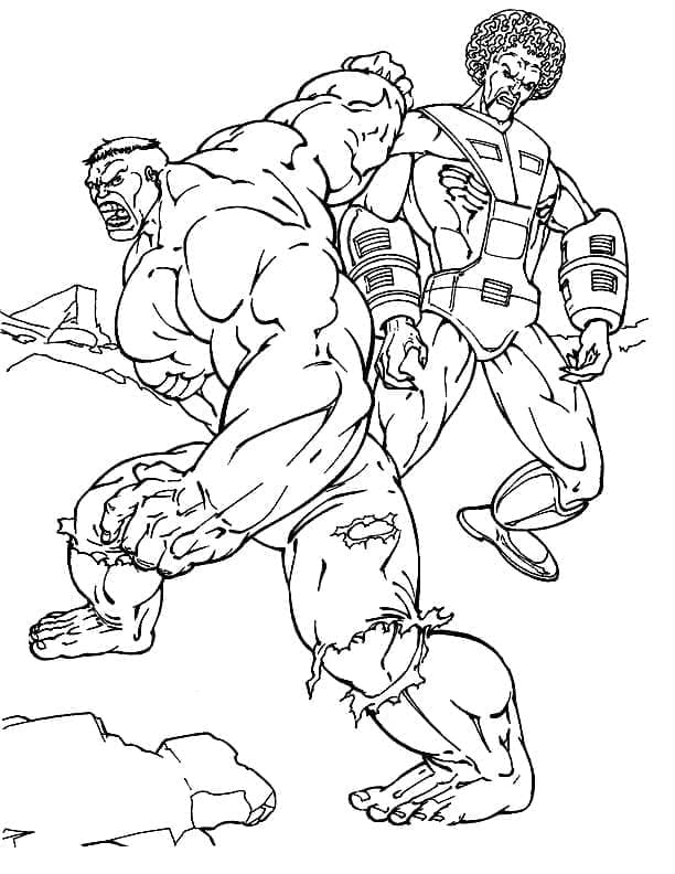 Desenho de Hulk Vs Vilão para Colorir