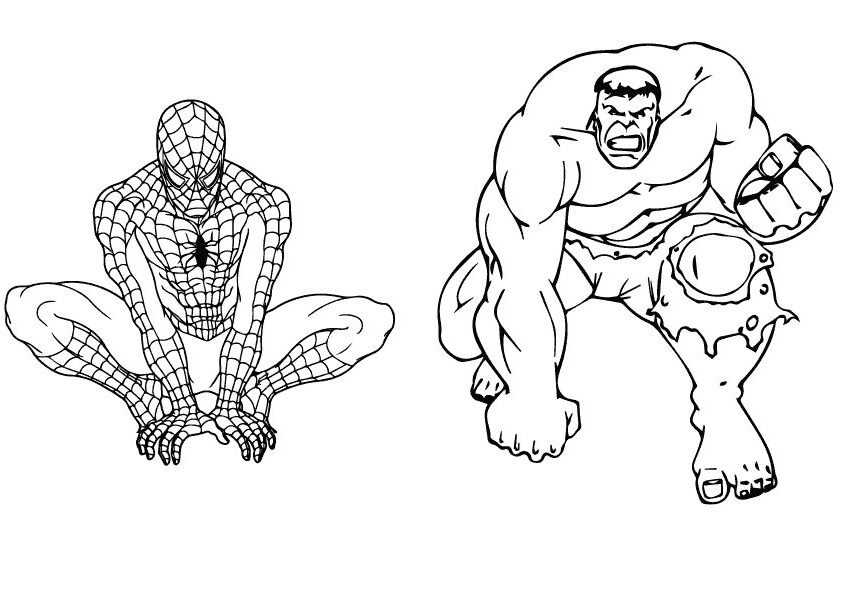 Desenho Homem Aranha e Hulk