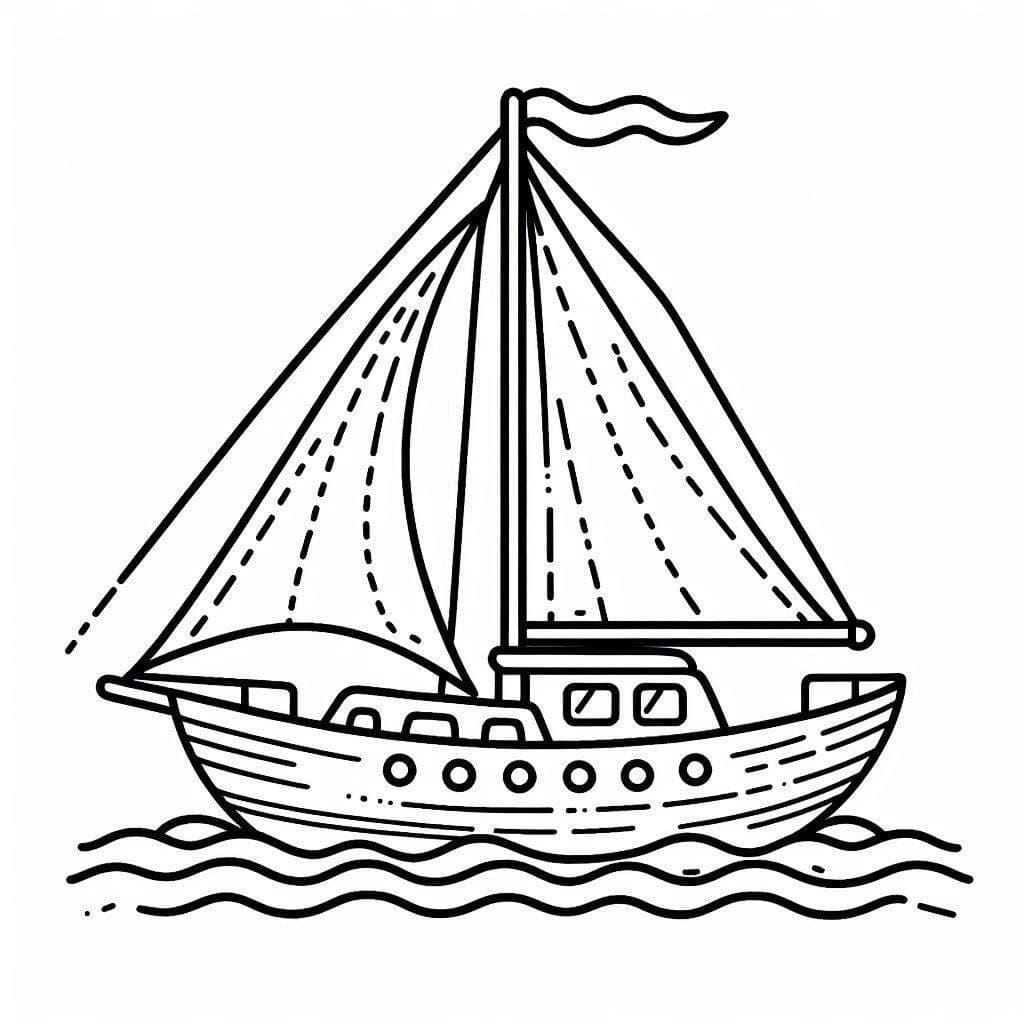 Desenho de Bom Iate para Colorir