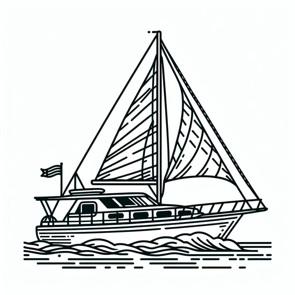 Desenho de Iate no Mar para Colorir