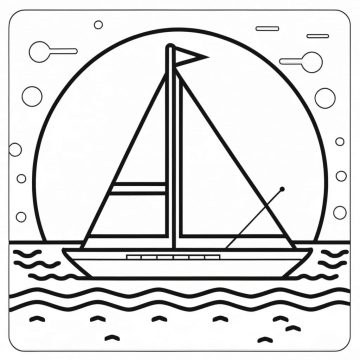 Desenho de Um Iate fácil para Colorir