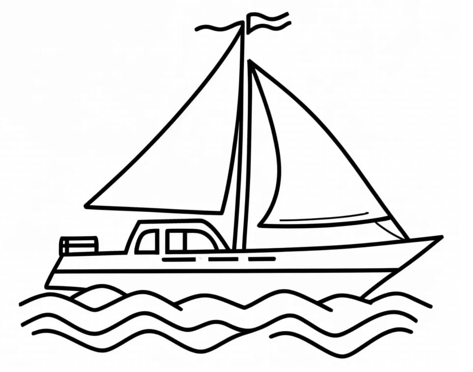 Desenho de um Iate Muito Fácil para Colorir