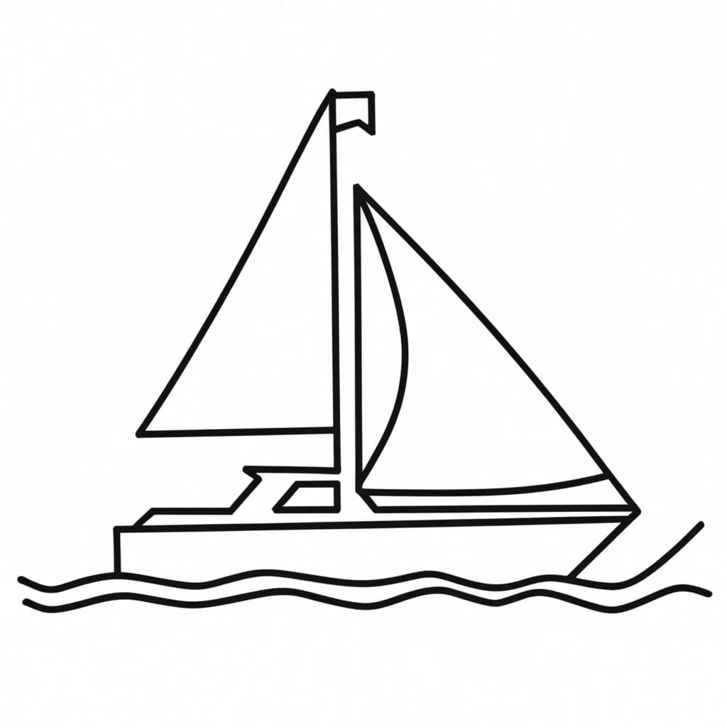 Desenho de um Iate Muito Simples para Colorir