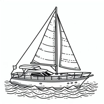 Desenho de Um Iate no Mar para Colorir