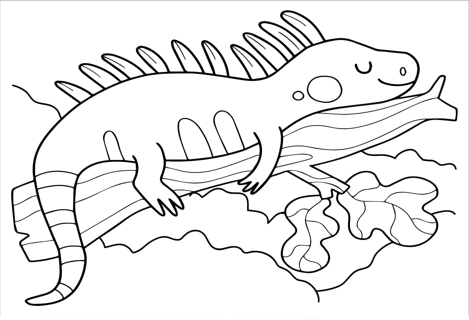 Desenho de Iguana Adormecida para Colorir