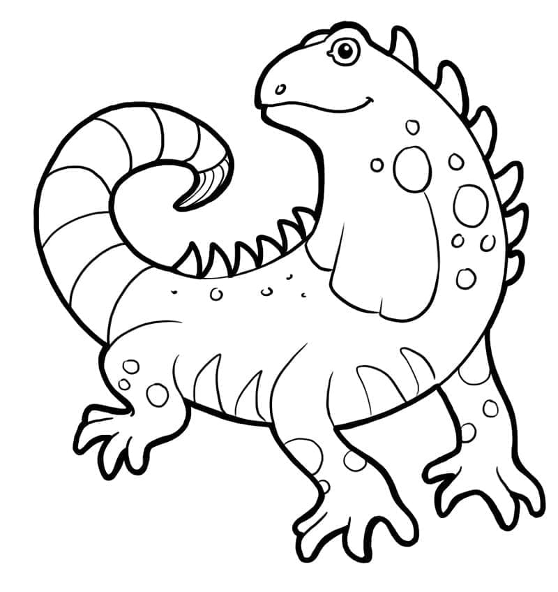 Desenho de uma Iguana Fofa para Colorir