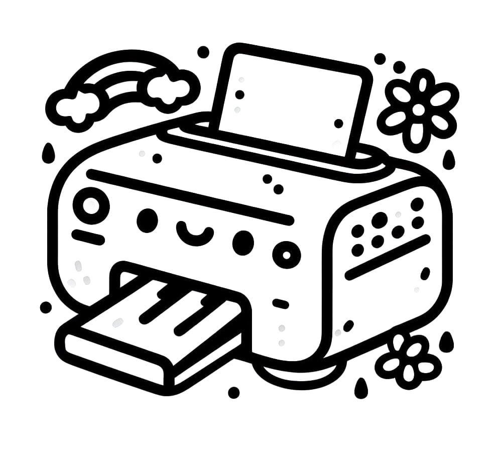 Desenho de Impressora Fofa para Colorir