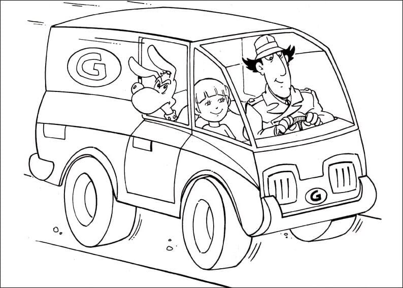 Desenho de Inspetor Bugiganga Está Dirigindo para Colorir
