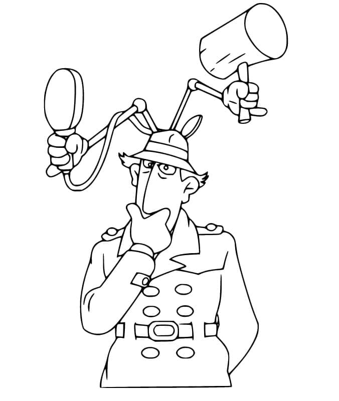 Desenho de Inspetor Bugiganga Pensando para Colorir