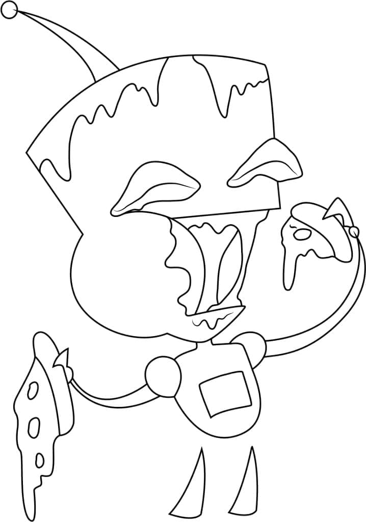 Desenho de Gir Comendo Pizza para Colorir