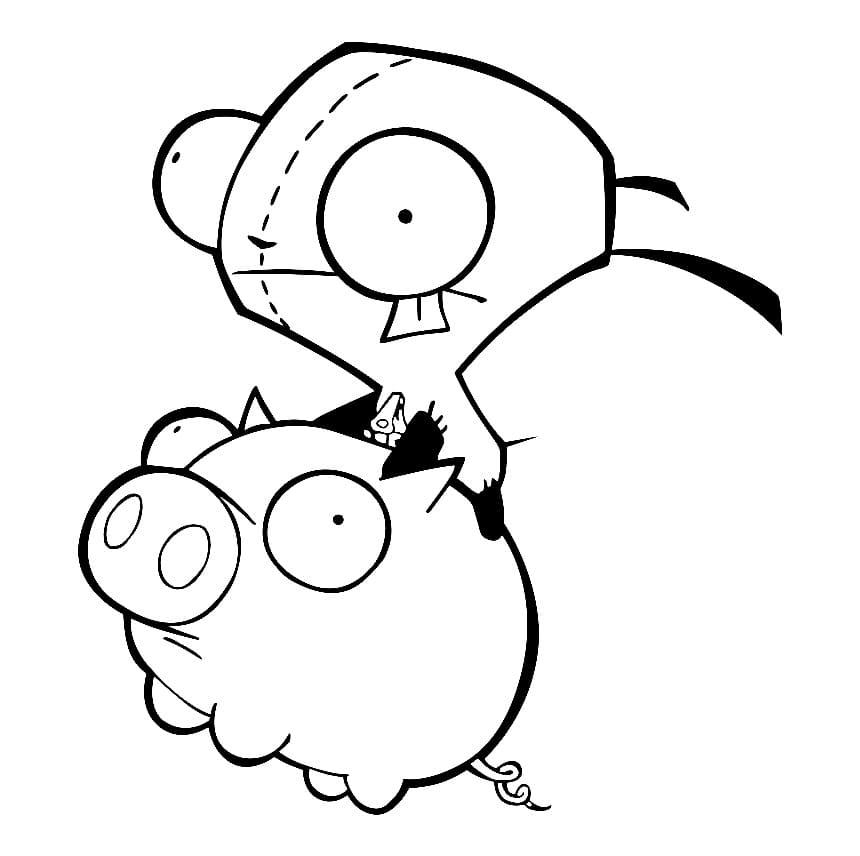 Desenho de Gir e Porquinho para Colorir