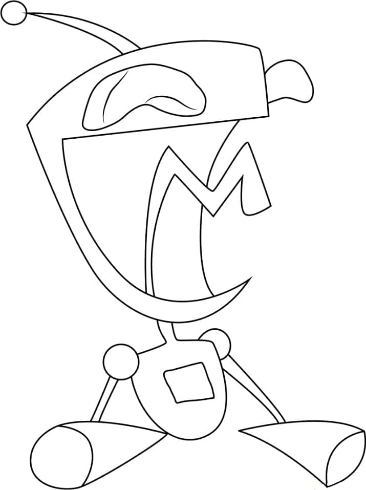 Desenho de Invasor Zim para Pintar Giz de Cera