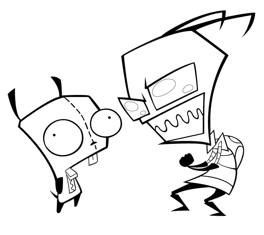 Desenho de Zim e Gir para Colorir