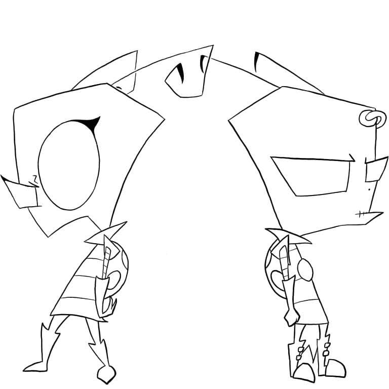 Desenho de Zim e Tak para Colorir