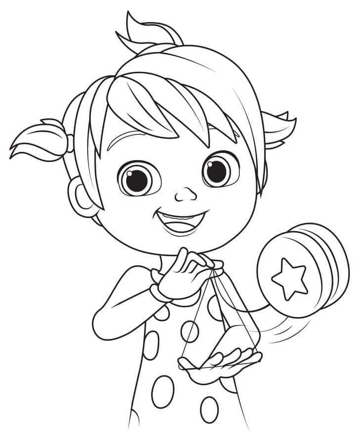 Desenho de Criança Braincando com Ioio de Estrelá para Colorir