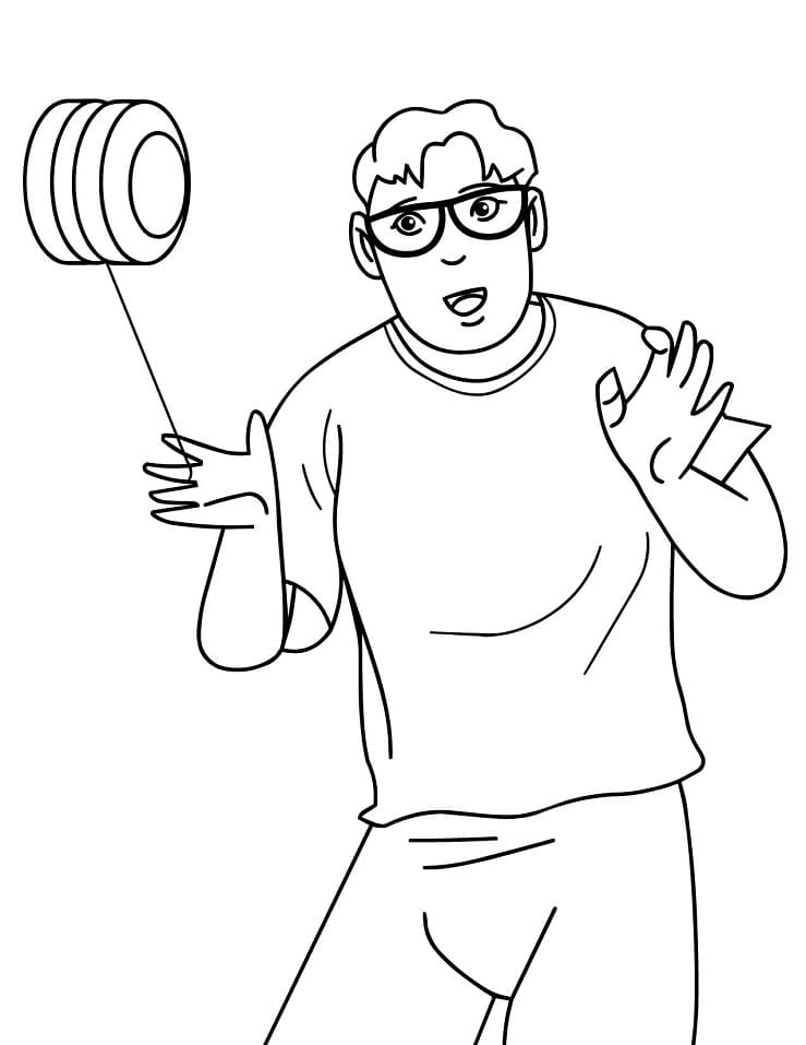 Desenho de Homem Fazendo Jogada Incrível de Ioio para Colorir