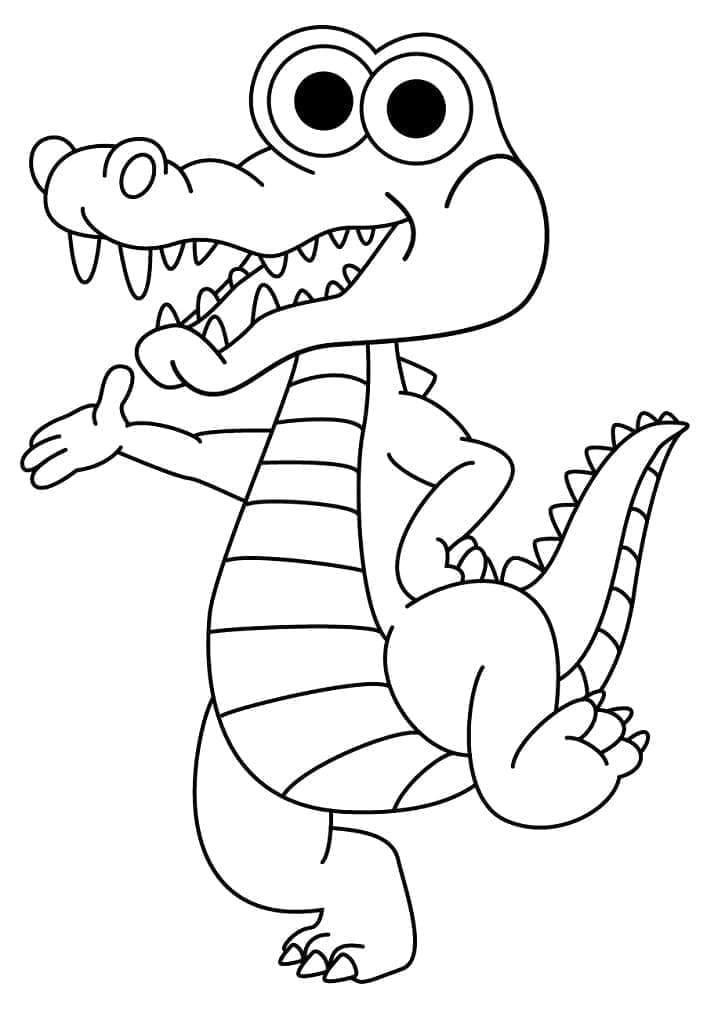 Desenho de Jacaré Muito Fofo para Colorir
