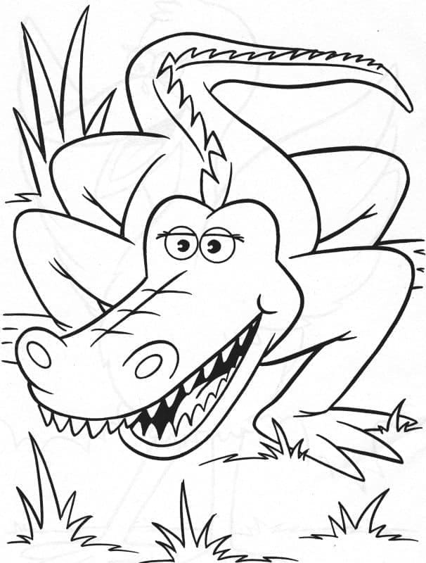 Desenho de um Jacaré Engraçado para Colorir