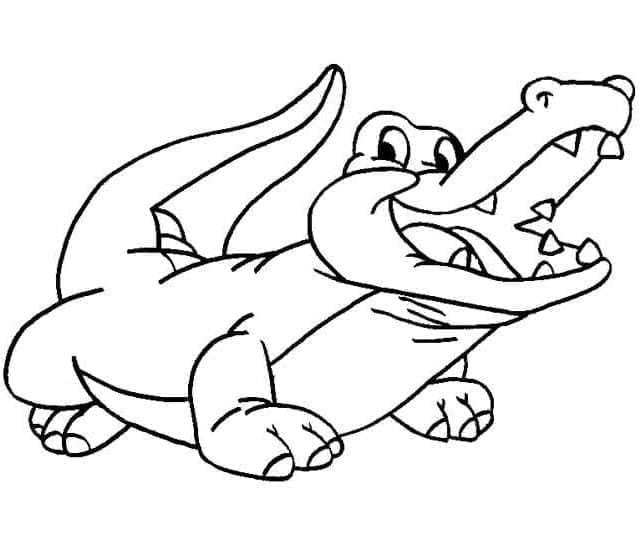 Desenho de um Jacaré Feliz para Colorir