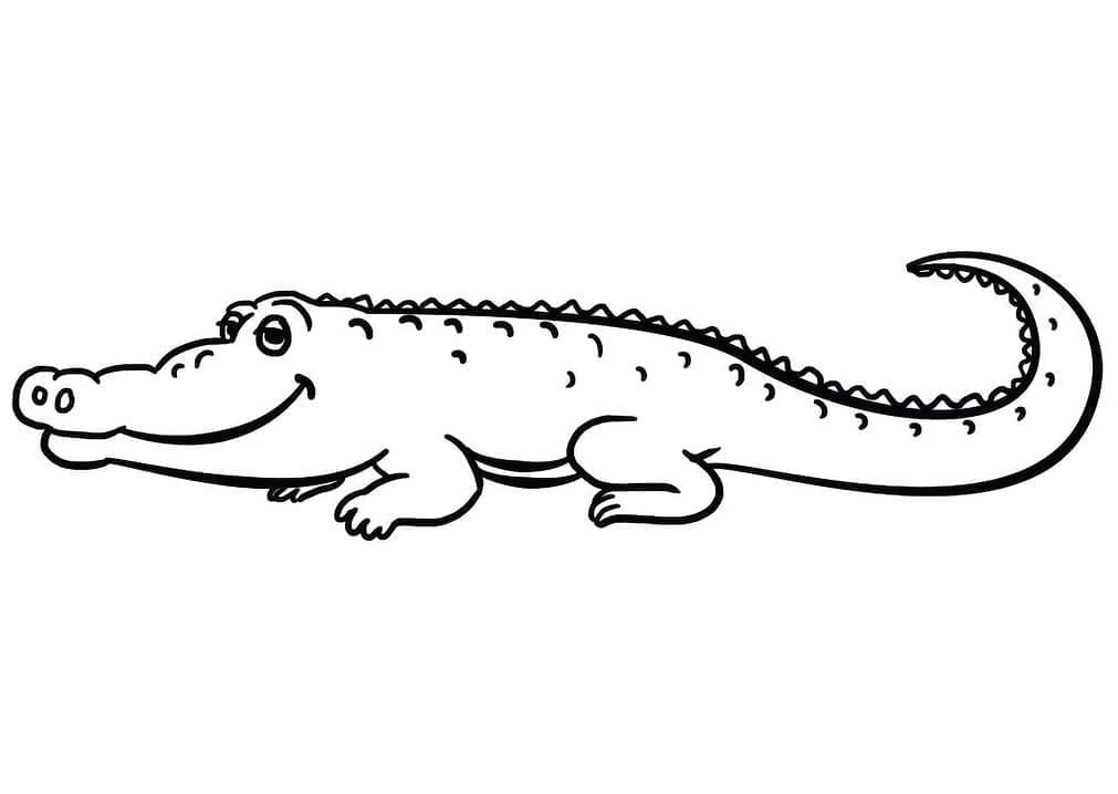 Desenho de um Jacaré Fofo para Colorir