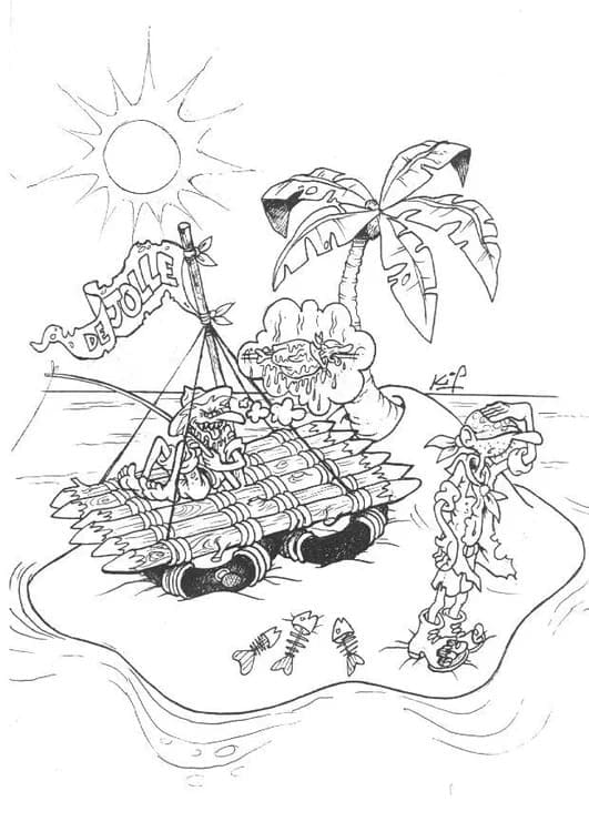Desenho de Jangada Baixar Imprimivel
