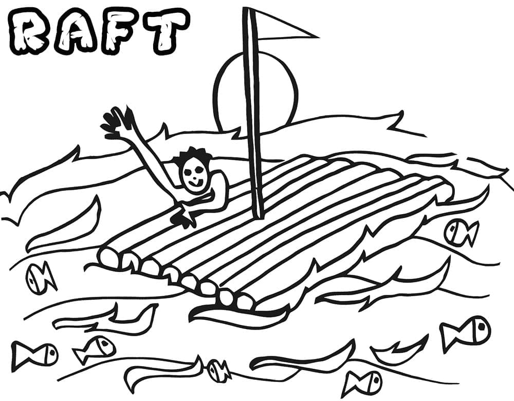 Desenho de Jangada para Colorir Arte Educação