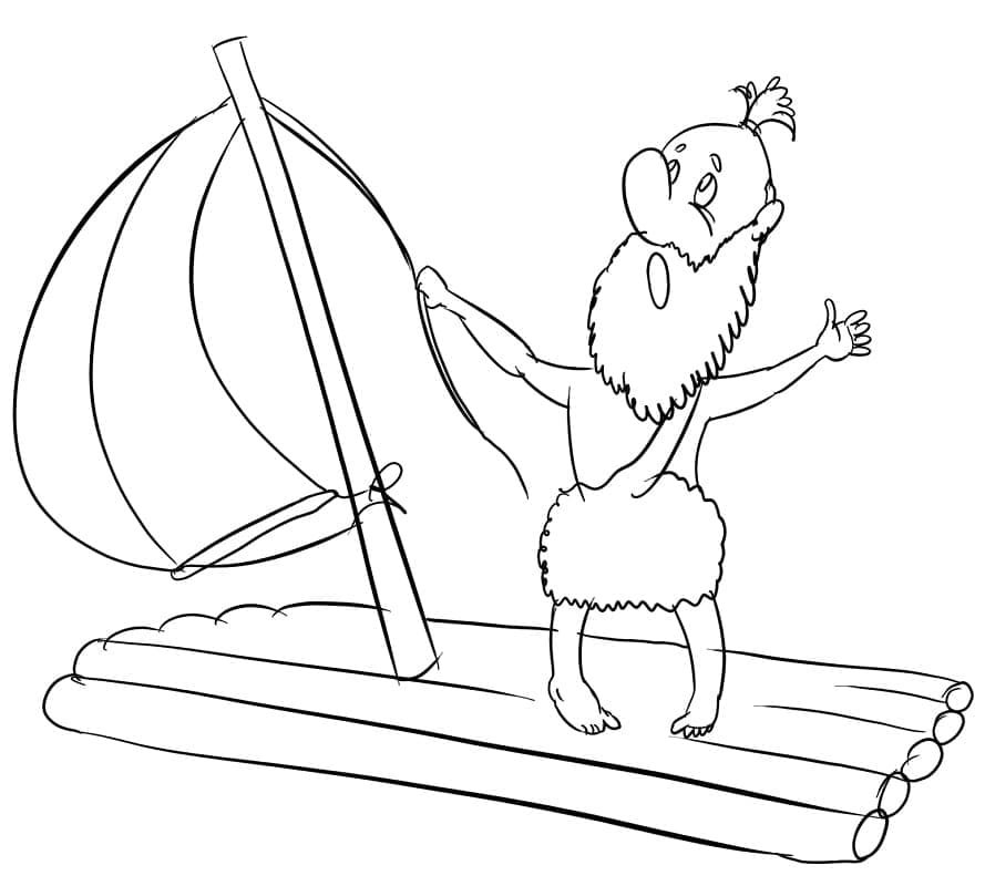 Desenho de Jangada para Colorir Detalhada