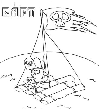 Desenho de Jangada para Colorir fácil