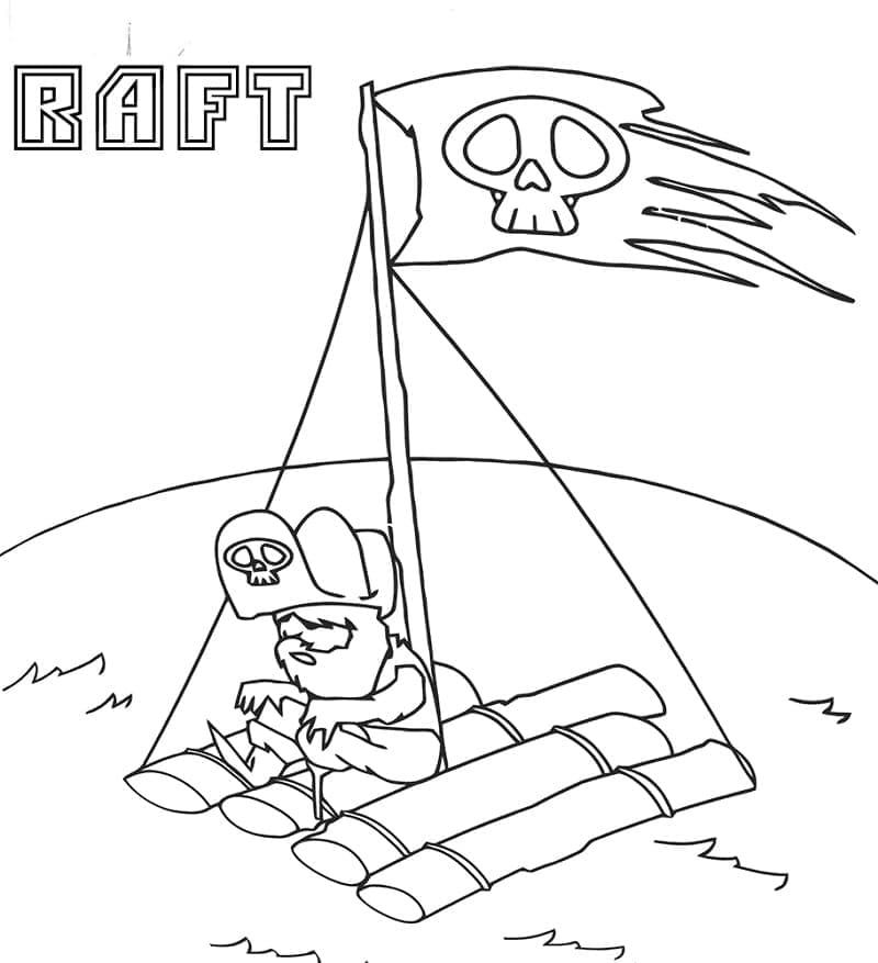 Desenho de Jangada para Colorir Fácil