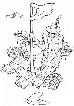 Desenho de Jangada para Colorir Simples