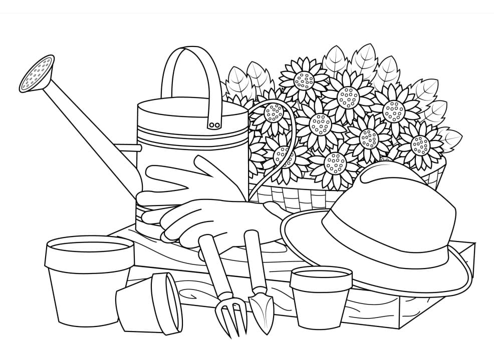 Desenho de Jardim de Flores para Colorir Fácil