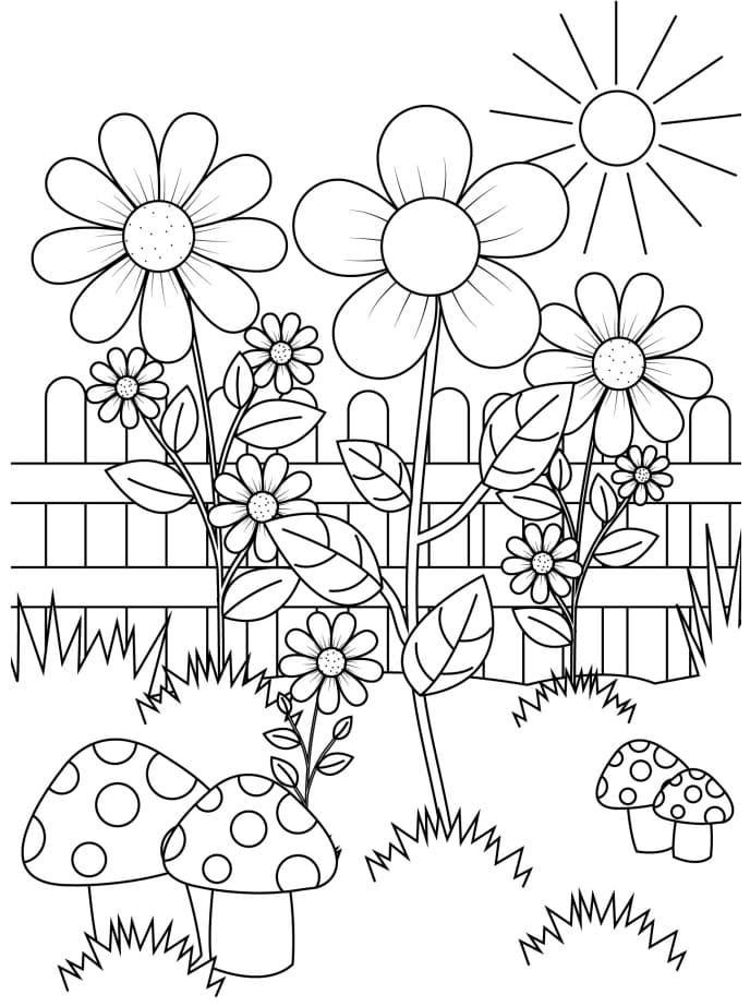 Desenho de Jardim de Flores para Colorir Online