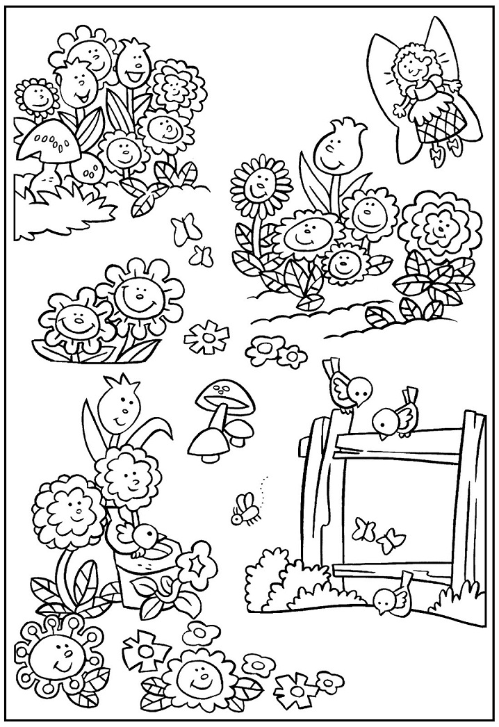 Desenho de Jardim de Flores para Colorir