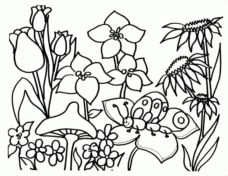 Desenho de Maravilhoso Jardim de Flores para Colorir
