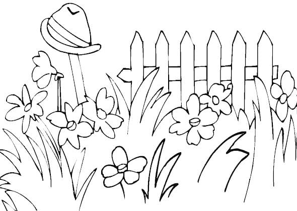 Desenho de um Jardim de Flores para Colorir