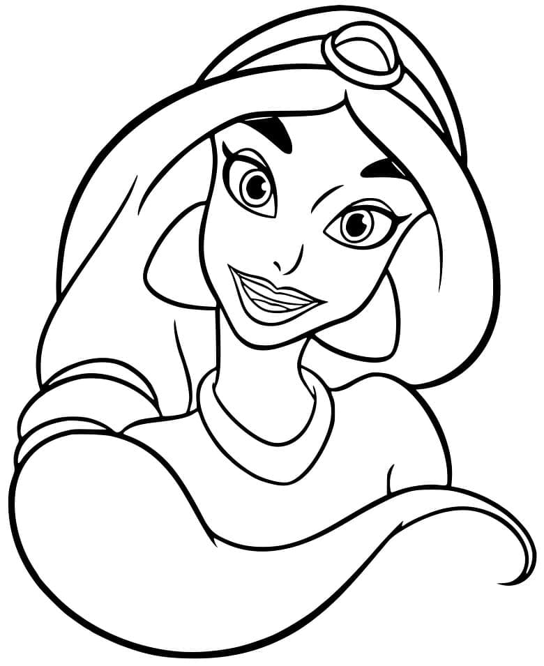 Desenho de Cara de Princesa Jasmine para Colorir