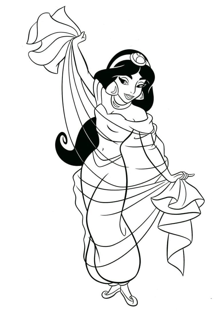 Desenho de Disney Princesa Jasmine para Colorir