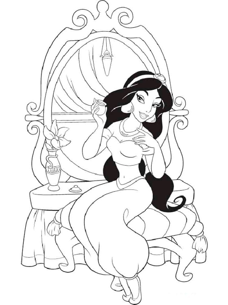 Desenho de Imagem de Princesa Jasmine para Colorir