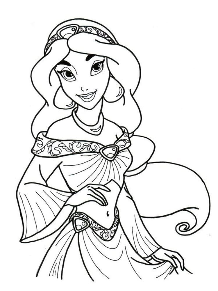 Desenho de Linda Princesa Jasmine para Colorir