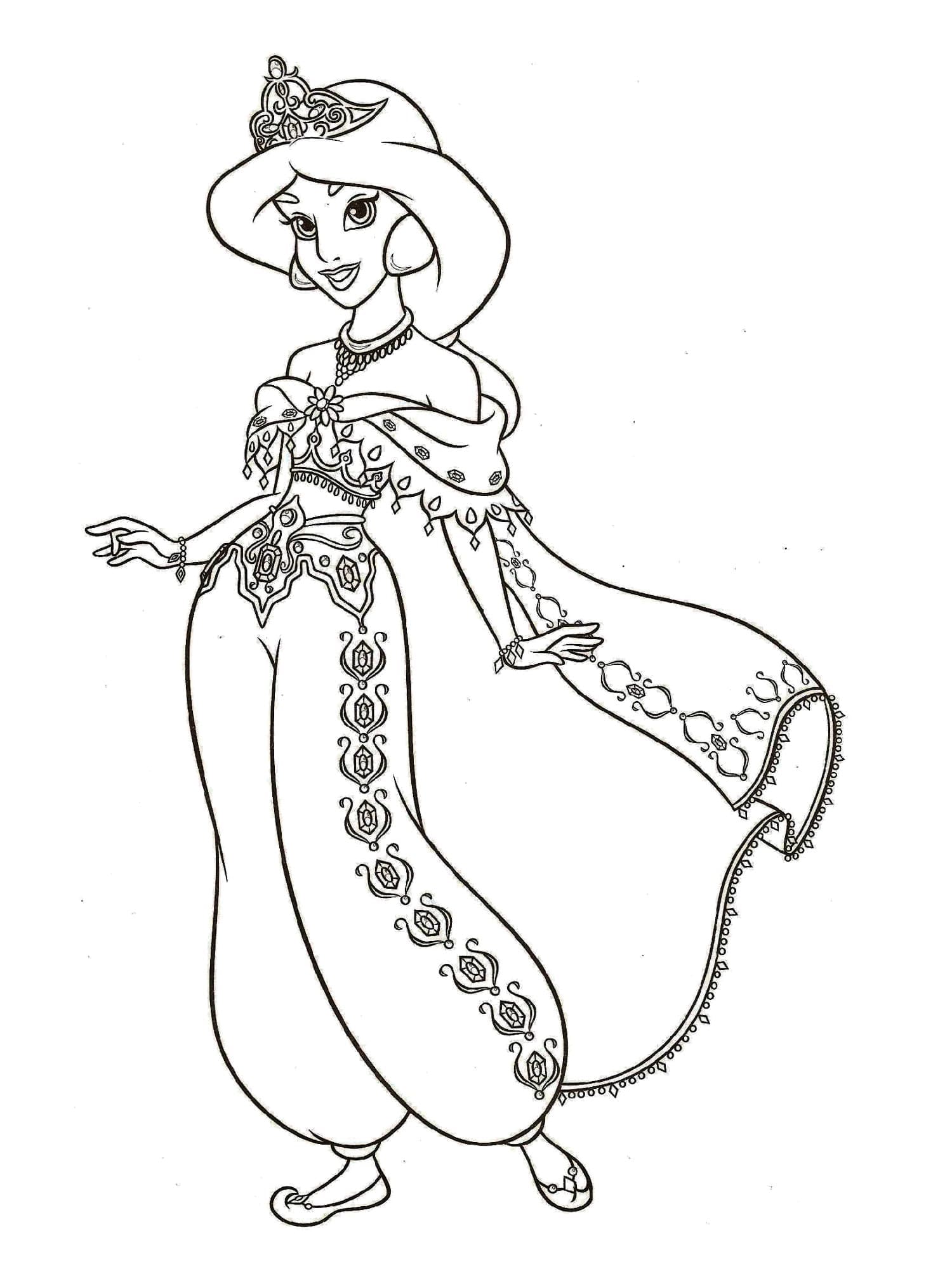 Desenho de Princesa Jasmine de Disney para Colorir