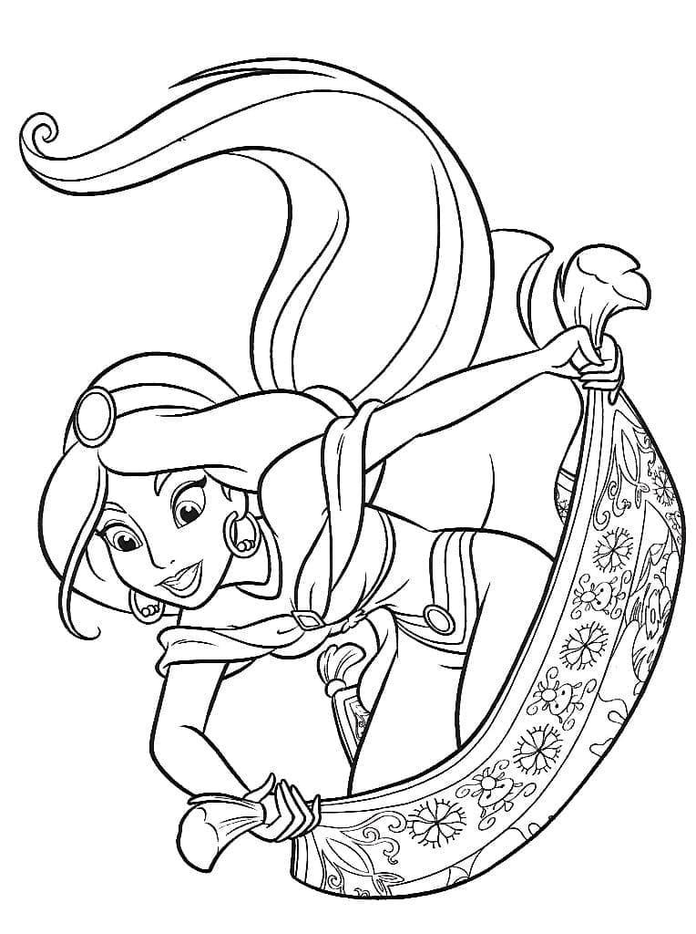 Desenho de Princesa Jasmine Disney para Colorir