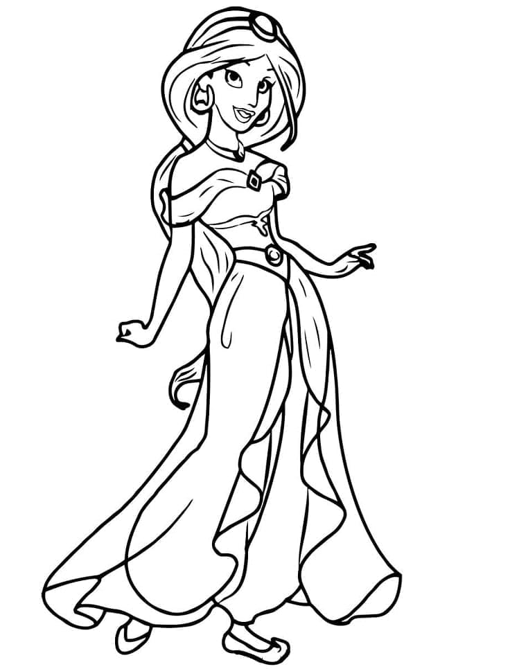 Desenho de Princesa Jasmine Elegante para Colorir