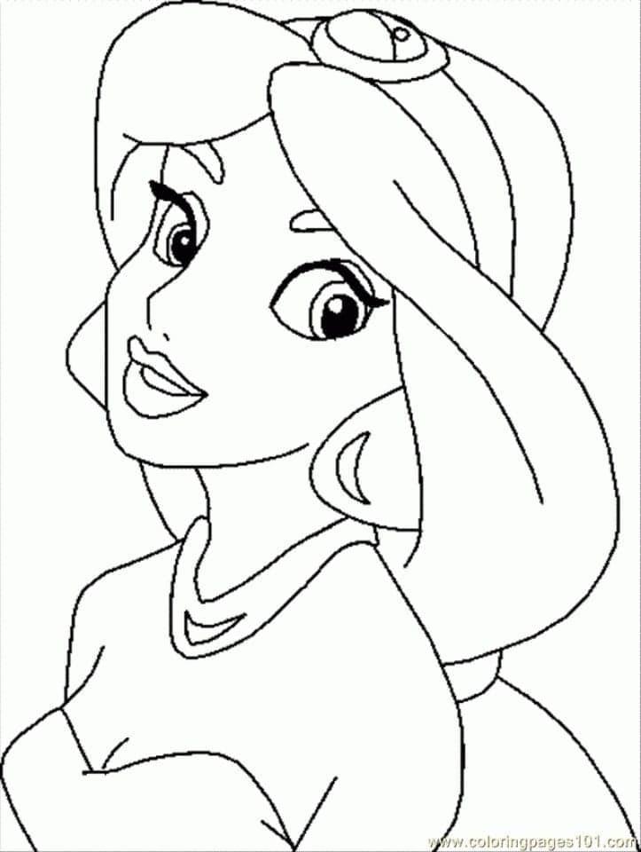 Desenho de Princesa Jasmine Encantadora para Colorir