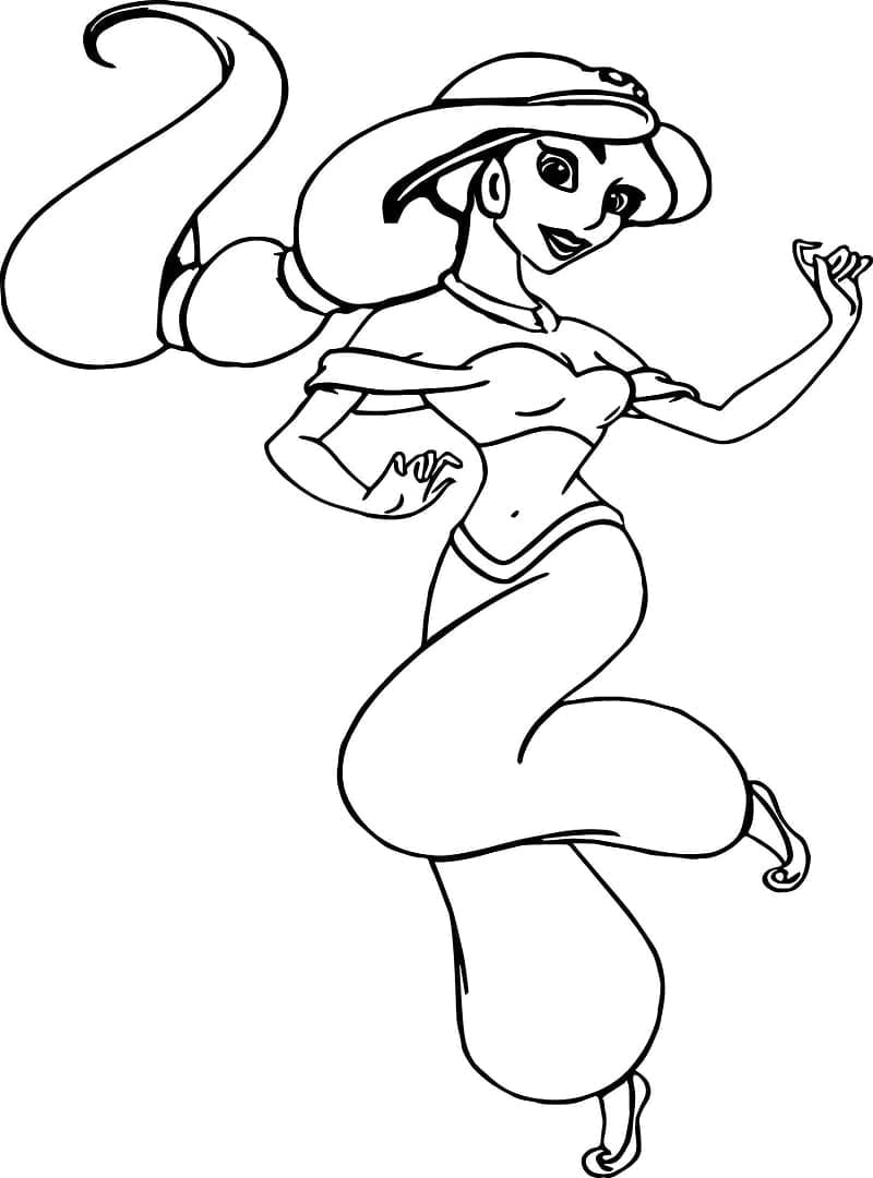 Desenho de Princesa Jasmine Fofa para Colorir