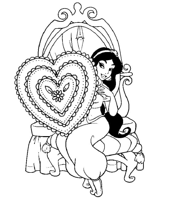 Desenho de Princesa Jasmine Incrível para Colorir