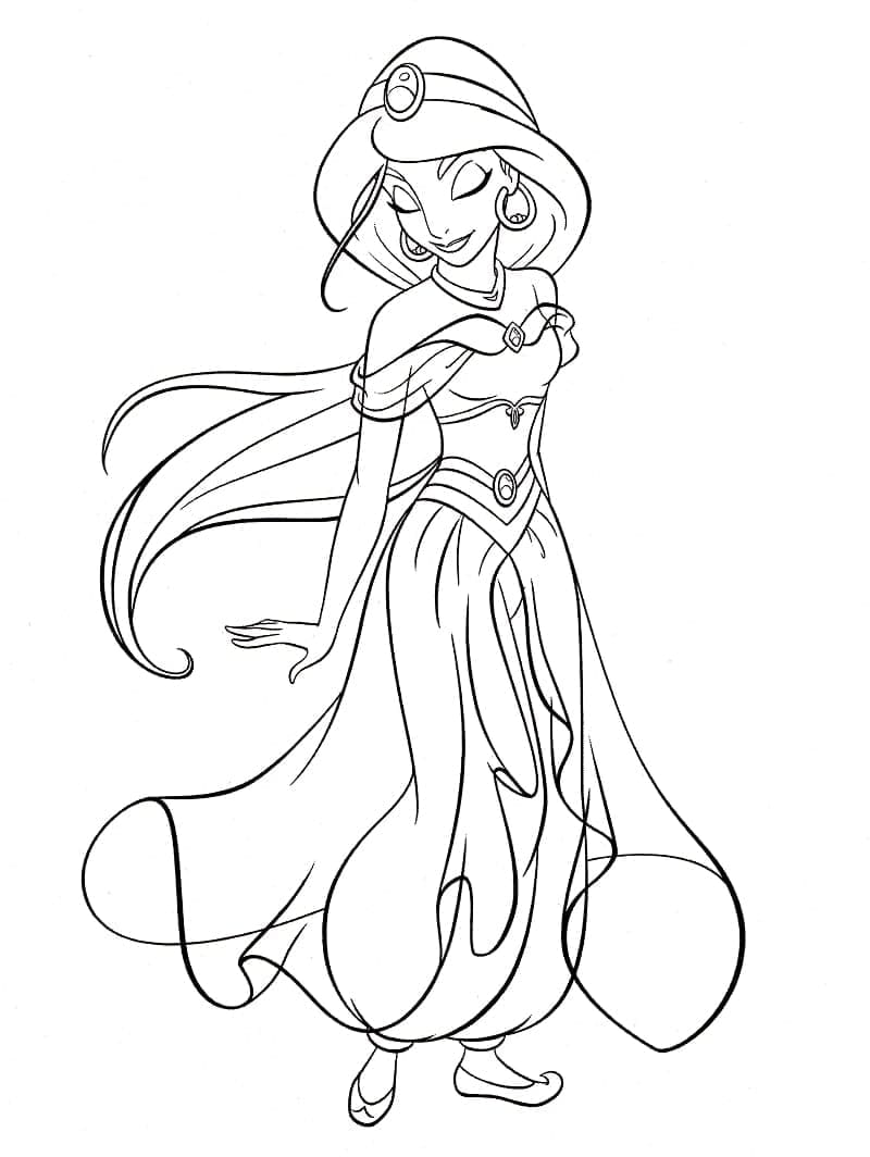 Desenho de Princesa Jasmine Maravilhosa para Colorir
