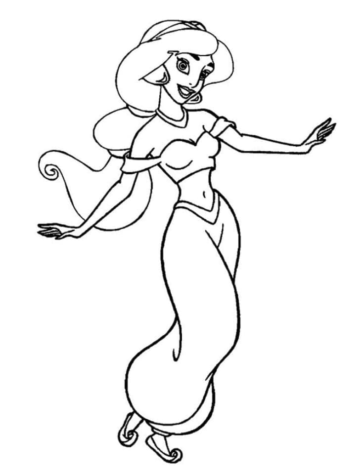 Desenho de Princesa Jasmine Muito Fofa para Colorir